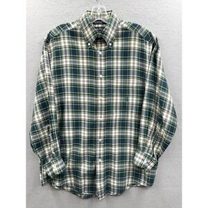 Nautica Mens Plaid Long Sleeve Button Down Shirt, Green Blue White, Casual